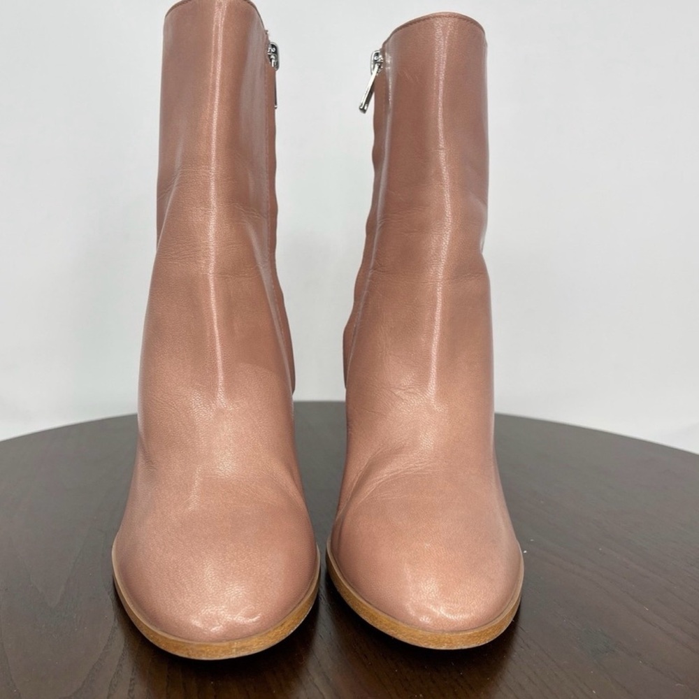 Coach Leather Brielle Women's Leather Block Heel Boots in Dusty Pink